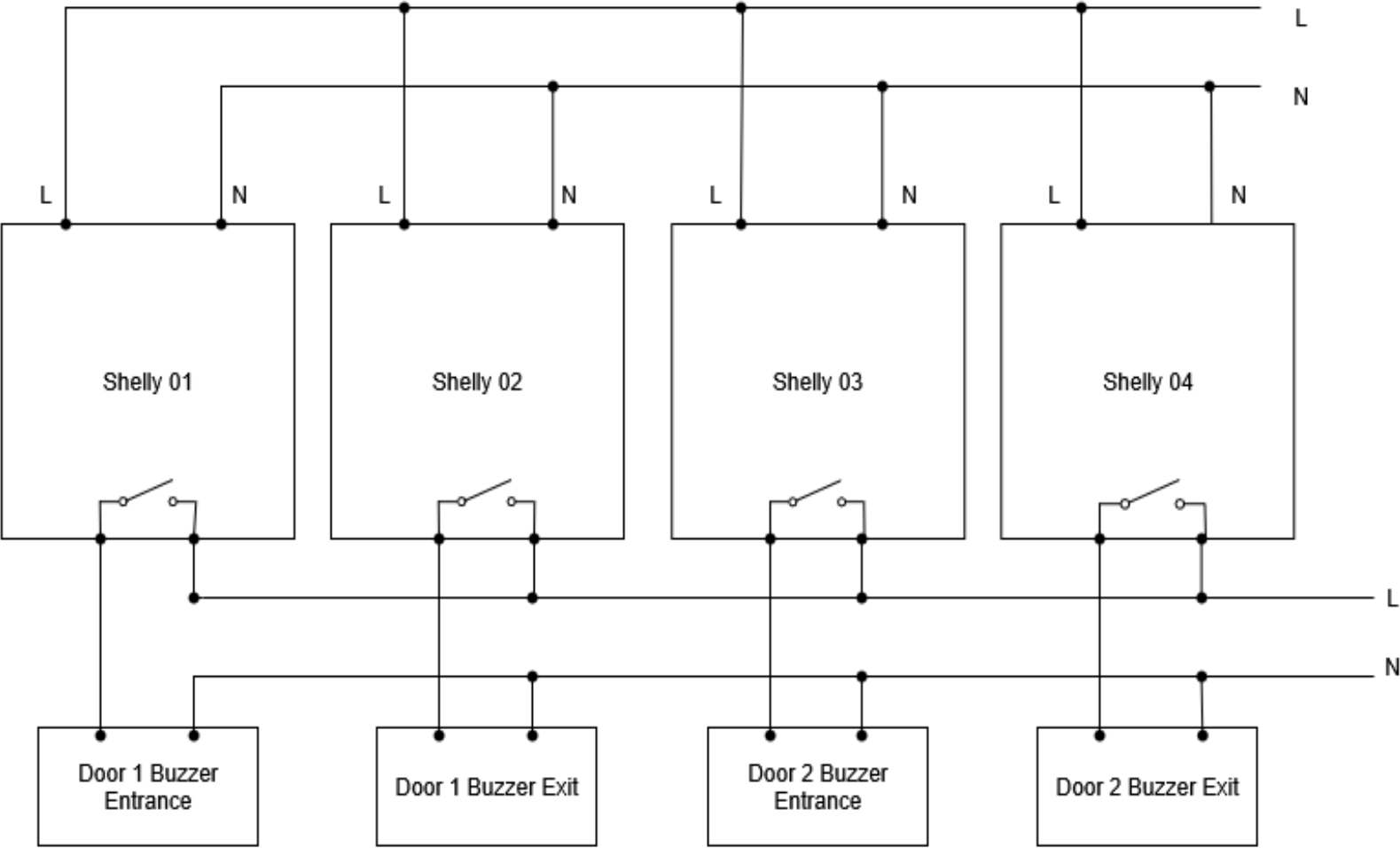 Wiring diagram for door buzzer installation
