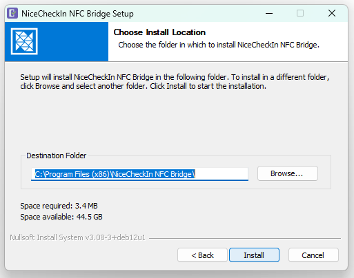 Choose install location