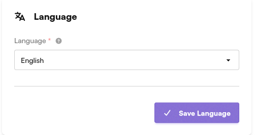Language setting with a dropdown and Save Language button
